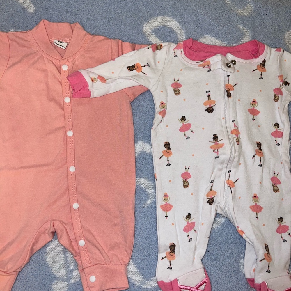 Pink and White Kids One Pieces Set